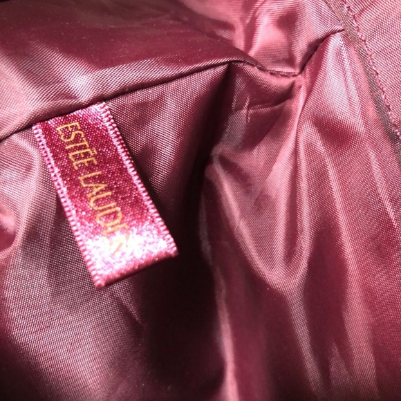 Estée Lauder Faux Pebbled Leather Bag Marooon - Picture 8 of 8